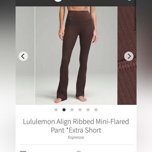 Lululemon Espresso Ribbed Mini-Flared Pants leggings size 2